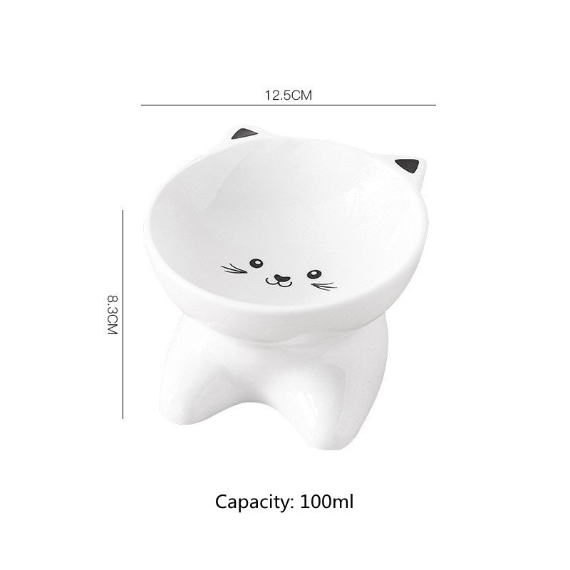 Small Ceramic Pet Bowl with Cat Face Design – Perfect for Cats & Puppies, Easy to Wash