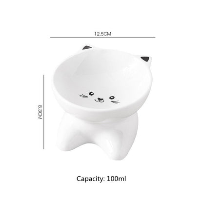 Small Ceramic Pet Bowl with Cat Face Design – Perfect for Cats & Puppies, Easy to Wash