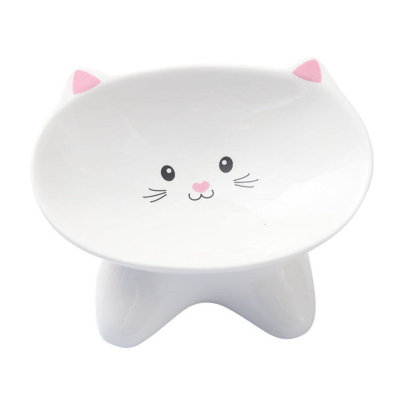 Small Ceramic Pet Bowl with Cat Face Design – Perfect for Cats & Puppies, Easy to Wash