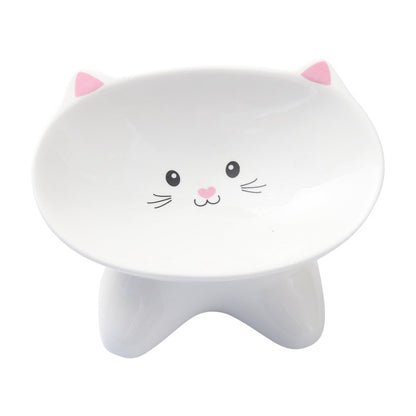Small Ceramic Pet Bowl with Cat Face Design – Perfect for Cats & Puppies, Easy to Wash
