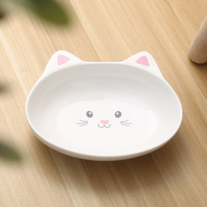 Small Ceramic Pet Bowl with Cat Face Design – Perfect for Cats & Puppies, Easy to Wash