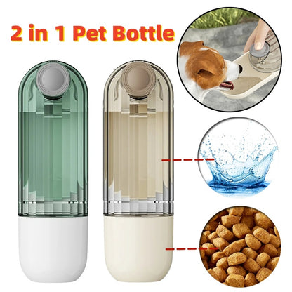 2-in-1 Portable Pet Water Cup – Dog Walking Drinking Feeder with Segment Design, Green Travel Water Bottle for Dogs & Pets