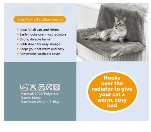 Iron Frame Cat Hammock – Radiator Bed for Cats, Cozy Elevated Pet Bed for Warmth