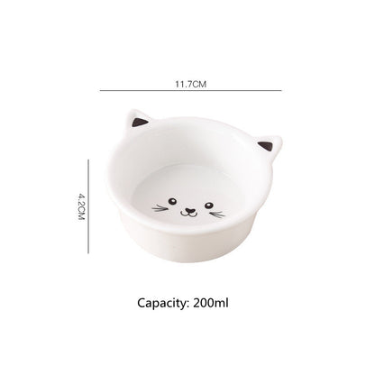 Small Ceramic Pet Bowl with Cat Face Design – Perfect for Cats & Puppies, Easy to Wash